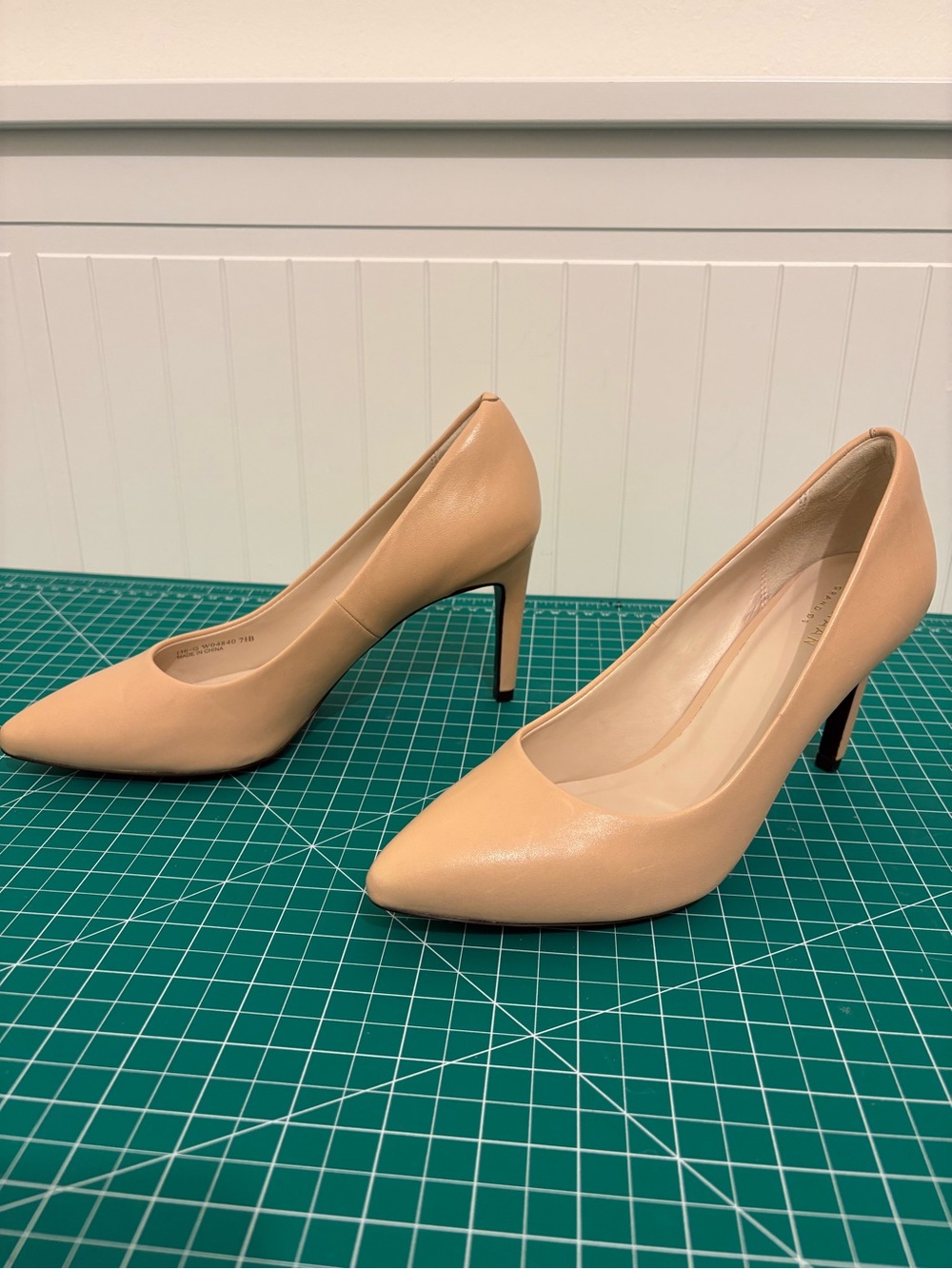 Cole Haan Nude Pointed-Toe Leather Pumps